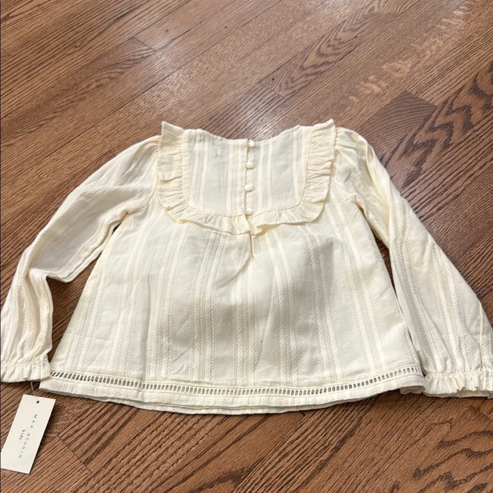 Girls' Max studio Cream Ruffle Top - Picture 3 of 3